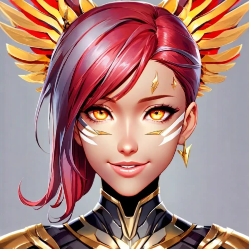golden crown,fire lily,gold crown,phoenix rooster,fire angel,gold contacts,phoenix,flame lily,rooster head,nova,flame spirit,yellow crown amazon,sol,crown render,sunburst background,mina bird,pupils,lux,fire eyes,custom portrait