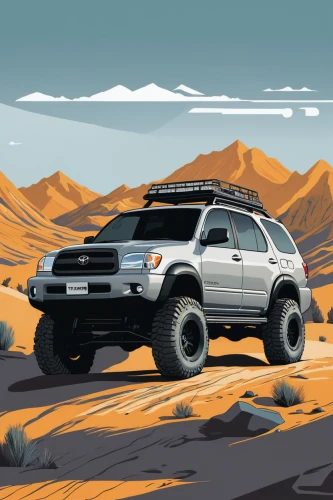 toyota 4runner,4 runner,nissan xterra,subaru rex,toyota fj cruiser,desert run,desert racing,desert safari,nissan armada,dakar rally,toyota rav 4,toyota rav4,toyota land cruiser,ford explorer,lexus lx,off-road car,off-road outlaw,ford expedition,subaru forester,dacia duster,Illustration,Vector,Vector 06