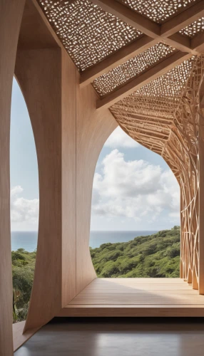 wood structure,dunes house,wooden construction,bamboo curtain,archidaily,eco-construction,cubic house,honeycomb structure,insect house,outdoor structure,timber house,pergola,wooden sauna,jewelry（architecture）,wooden roof,frame house,lattice windows,futuristic architecture,folding roof,arches,Photography,Fashion Photography,Fashion Photography 03