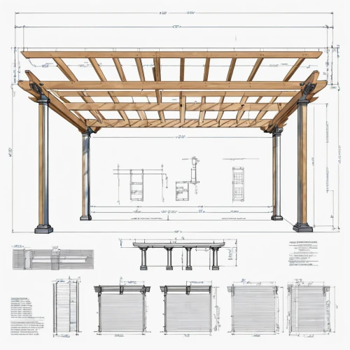 pergola,roof truss,wooden frame construction,dog house frame,frame drawing,wooden beams,technical drawing,burr truss,prefabricated buildings,garden elevation,house drawing,entablature,core renovation,building structure,formwork,architect plan,roof structures,frame house,awning,wood structure,Unique,Design,Blueprint