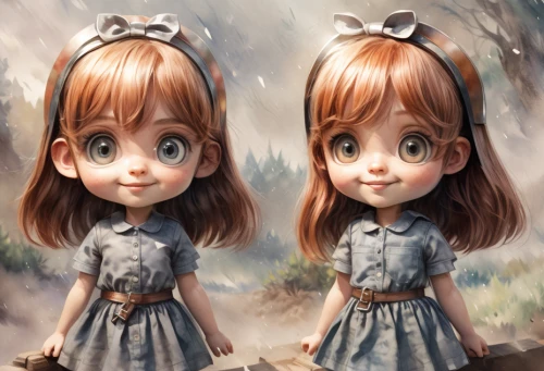 little boy and girl,doll looking in mirror,world digital painting,kids illustration,chibi girl,cute cartoon character,alice,little girls,digital painting,fairy tale icons,doll's facial features,painter doll,children's background,monchhichi,little girl,doll figures,3d fantasy,wooden doll,cinnamon girl,artist doll