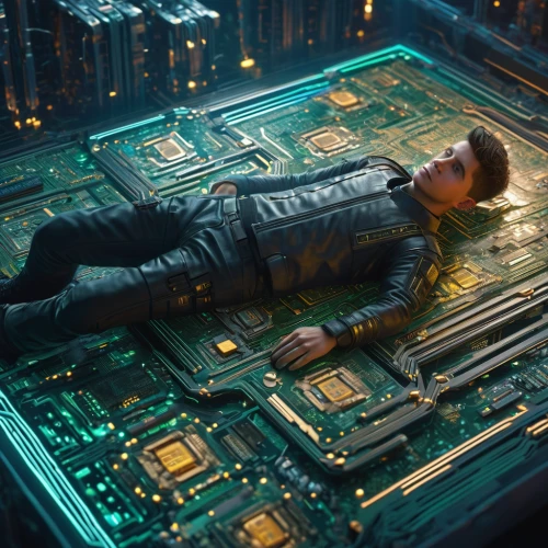 circuit board,circuitry,cyberpunk,star-lord peter jason quill,matrix,man with a computer,random access memory,printed circuit board,electronics,valerian,motherboard,playmat,guardians of the galaxy,random-access memory,cybernetics,electronic waste,digital compositing,electro,the girl is lying on the floor,transistor checking,Photography,General,Sci-Fi