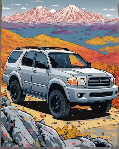 toyota 4runner,4 runner,lexus lx,toyota tacoma,lexus gx,subaru rex,toyota land cruiser,nissan xterra,toyota fj cruiser,toyota tundra,toyota rav 4,toyota rav4,nissan armada,subaru forester,toyota land cruiser prado,toyota hilux,mitsubishi pajero,honda pilot,denali,toyota highlander,Illustration,Japanese style,Japanese Style 04