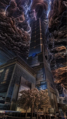 electric tower,the dubai mall entrance,thunderstorm,薄雲,lightning storm,skycraper,lotte world tower,force of nature,apocalyptic,armageddon,nature's wrath,san storm,toronto city hall,1 wtc,1wtc,largest hotel in dubai,mammatus,pc tower,the storm of the invasion,power towers,Common,Common,Film