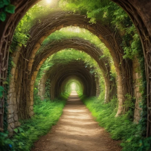 tunnel of plants,wall tunnel,plant tunnel,hollow way,tunnel,the mystical path,canal tunnel,pathway,archway,railway tunnel,train tunnel,heaven gate,the path,disused railway line,hiking path,aaa,passage,torii tunnel,walkway,to the garden,Illustration,Realistic Fantasy,Realistic Fantasy 02