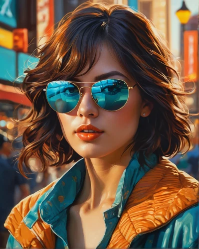 world digital painting,girl portrait,digital painting,retro girl,sunglasses,city ​​portrait,tracer,aviator sunglass,retro woman,fashion vector,vector girl,ray-ban,portrait background,sci fiction illustration,aviator,painting technique,shades,fantasy portrait,illustrator,sunglass,Photography,General,Natural