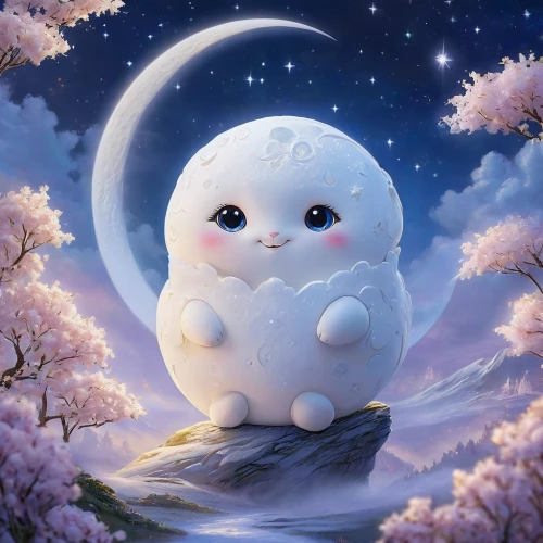sakura mochi,white cat,blossom kitten,mochi,white bunny,marshmallow,kawaii panda,snowball,real marshmallow,full moon,kawaii owl,cute cartoon character,kusa mochi,moon and star background,snowman marshmallow,cute cat,baozi,moonlit night,full moon day,cat kawaii