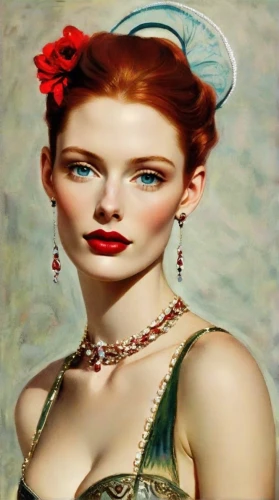 maureen o'hara - female,vintage woman,vintage women,vintage girl,vintage female portrait,vintage fashion,lilian gish - female,redhead doll,art deco woman,retro women,redheads,retro woman,victorian lady,young woman,vintage art,the sea maid,fashion illustration,red head,pearl necklace,celtic queen