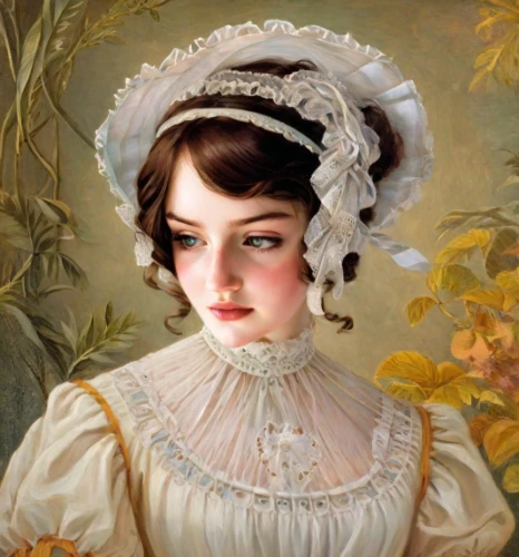 jane austen,vintage female portrait,victorian lady,portrait of a girl,franz winterhalter,emile vernon,portrait of a woman,young woman,barbara millicent roberts,romantic portrait,woman portrait,rococo,girl in a wreath,charlotte cushman,female portrait,woman holding pie,young lady,marguerite,white lady,girl portrait