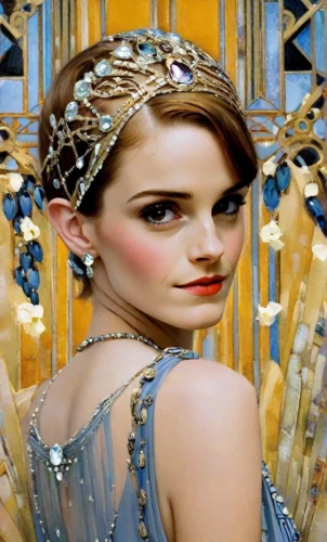 great gatsby,the carnival of venice,jeweled,gold jewelry,diadem,headpiece,gatsby,bridal accessory,gold crown,gold ornaments,headdress,showgirl,daisy jazz isobel ridley,art deco background,art deco woman,embellished,valerian,princess' earring,gold mask,adornments