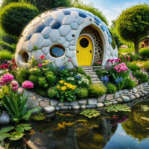 fairy house,hobbiton,cubic house,round hut,cube house,mushroom landscape,bee house,igloo,round house,bee-dome,fairy village,insect house,studio ghibli,fairy door,flower dome,3d fantasy,dandelion hall,wishing well,home landscape,fairy tale castle,Photography,General,Natural