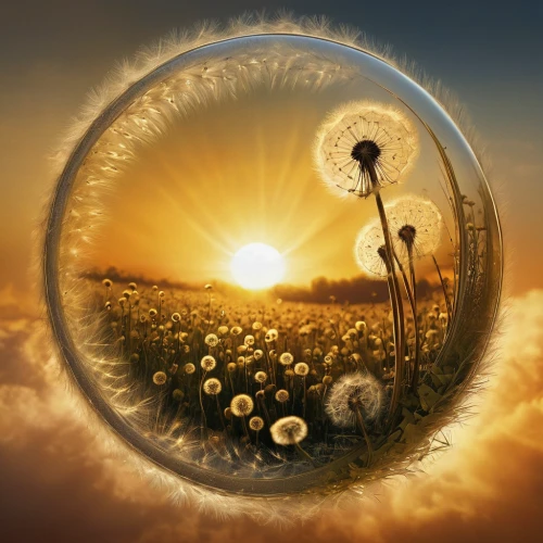 dandelion background,crystal ball-photography,golden sun,dandelion field,sunburst background,glass sphere,flower of life,dandelion seeds,dandelion flower,mirror in the meadow,dandelion,sun flower,solar field,helianthus sunbelievable,spring equinox,golden wreath,sun reflection,dandelion meadow,dandelion flying,life is a circle,Photography,General,Natural