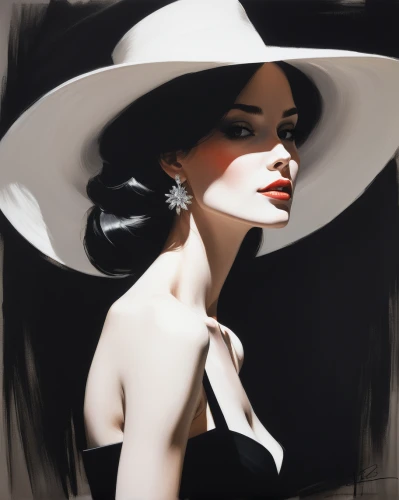 black hat,panama hat,fashion illustration,woman's hat,sun hat,art deco woman,the hat-female,the hat of the woman,girl wearing hat,straw hat,pointed hat,hat retro,white fur hat,fashion vector,high sun hat,womans hat,ladies hat,digital painting,vesper,bowler hat,Illustration,Black and White,Black and White 08