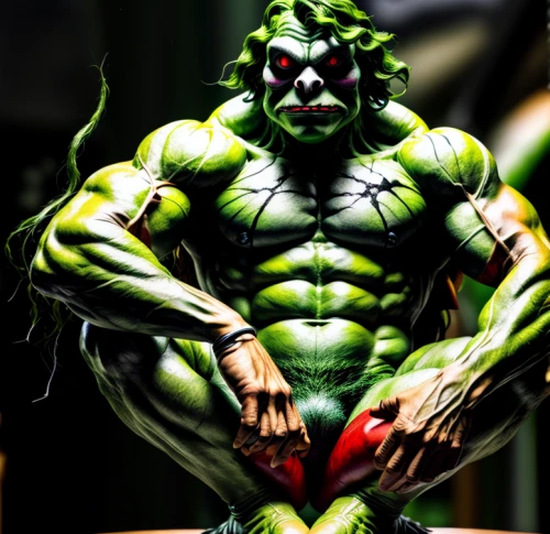 incredible hulk,avenger hulk hero,green goblin,hulk,lopushok,michelangelo,hanuman,green skin,muscle man,bodybuilding,body building,orc,bodybuilder,ogre,muscular system,3d figure,frog figure,minion hulk,body-building,sōjutsu