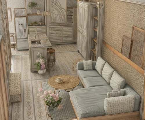 sitting room,shabby-chic,livingroom,railway carriage,shabby chic,living room,home interior,travel trailer,floorplan home,mobile home,family room,an apartment,cabin,interiors,motorhome,3d rendering,bridal suite,houseboat,inverted cottage,hallway space,Interior Design,Kitchen,Tradition,Victorian Dreams