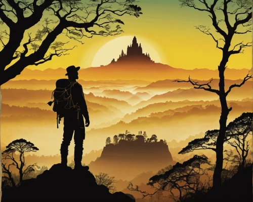 silhouette art,map silhouette,travel poster,silhouette of man,man silhouette,silhouette,the silhouette,art silhouette,house silhouette,the wanderer,jrr tolkien,heroic fantasy,silhouetted,indiana jones,couple silhouette,silhouette against the sky,silhouettes,guards of the canyon,sci fiction illustration,wanderer,Art,Artistic Painting,Artistic Painting 07