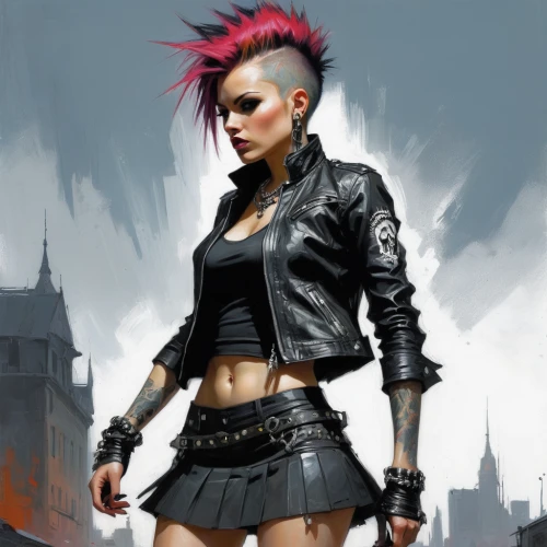 punk design,punk,mohawk hairstyle,streampunk,mohawk,goth woman,goth subculture,cyberpunk,gothic fashion,goths,rocker,pompadour,renegade,bad girl,lady rocks,croft,goth,pixie-bob,biker,spikes,Conceptual Art,Fantasy,Fantasy 12