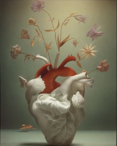 vase,flower vase,ikebana,porcelain rose,goldfish,whimsical animals,fragrance teapot,fallen flower,koi fish,flower art,conceptual photography,paper art,fighting fish,surrealism,photo manipulation,flower bowl,bird flower,heart flourish,photomanipulation,valentine flower,Common,Common,Film