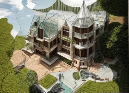 eco hotel,solar cell base,eco-construction,3d rendering,cube stilt houses,cubic house,floating island,futuristic architecture,architect plan,tree house hotel,fairy tale castle,sky space concept,roof domes,house hevelius,japanese architecture,archidaily,hanging houses,kirrarchitecture,tree house,asian architecture,Architecture,Villa Residence,Modern,Organic Modernism 2