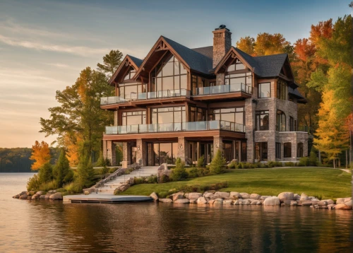 house by the water,house with lake,lake view,beautiful home,new england style house,luxury property,summer cottage,luxury home,cottagecore,boathouse,log home,boat house,luxury real estate,frontenac,cottage,lake geneva,chalet,idyllic,autumn decor,house in the mountains,Photography,General,Natural