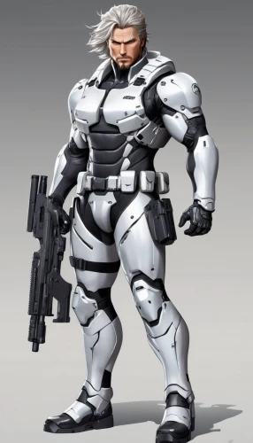 steel man,mercenary,cable,actionfigure,war machine,male character,greyskull,ocelot,action figure,3d man,game figure,cyborg,gunfighter,man holding gun and light,heavy object,3d figure,edge muscle,enforcer,colt,game character,Illustration,Japanese style,Japanese Style 07