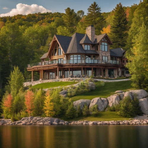 house with lake,house by the water,house in the mountains,house in mountains,the cabin in the mountains,summer cottage,log home,new england style house,beautiful home,chalet,vermont,cottagecore,house in the forest,luxury home,log cabin,cottage,luxury property,lake view,summer house,boathouse,Photography,General,Natural