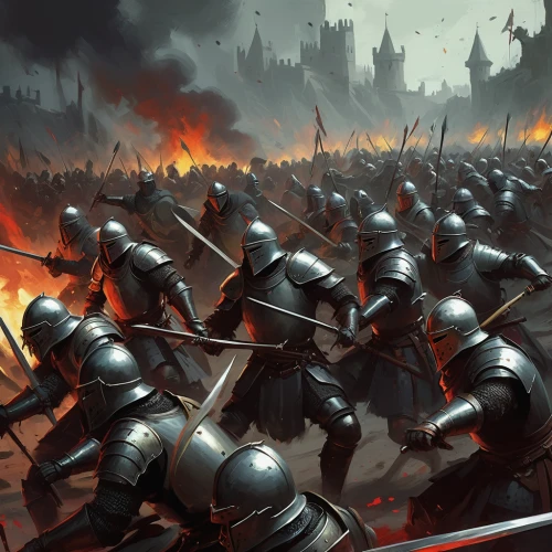 battle,massively multiplayer online role-playing game,the war,heroic fantasy,cleanup,historical battle,wall,patrol,aaa,knight festival,war,defense,combat,medieval,the middle ages,skirmish,middle ages,smouldering torches,shield infantry,riot,Conceptual Art,Oil color,Oil Color 11