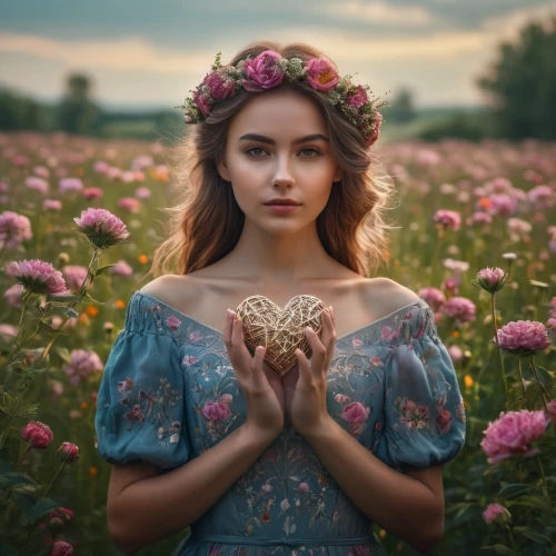 beautiful girl with flowers,girl in flowers,holding flowers,mystical portrait of a girl,romantic portrait,girl picking flowers,floral heart,with roses,flower background,flower girl,splendor of flowers,way of the roses,vintage flowers,girl in a wreath,rosa peace,scent of roses,fantasy portrait,wild roses,field of flowers,floral background,Photography,General,Fantasy