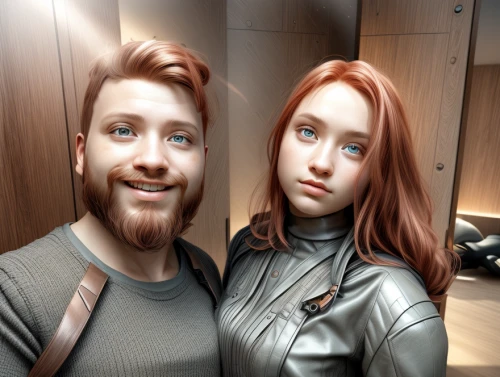3d man,ginger family,3d rendering,3d rendered,b3d,cgi,redheads,man and woman,male elf,3d,3d model,cinema 4d,digital compositing,3d render,3d modeling,render,gingerman,gradient mesh,man and wife,the long-hair cutter