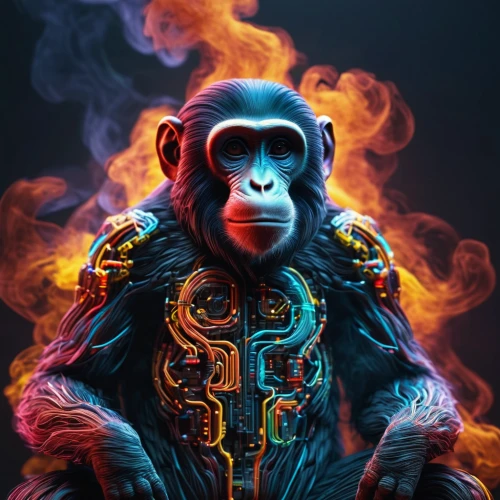 chimpanzee,gorilla,primate,the monkey,chimp,war monkey,monkey soldier,monkeys band,monkey,ape,fire background,mandrill,barong,barbary monkey,baboon,bonobo,monkey island,kong,macaque,orangutan,Photography,General,Sci-Fi