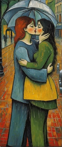 david bates,motif,amorous,oil painting on canvas,affection,two people,man with umbrella,in the rain,olle gill,young couple,romantic scene,as a couple,walking in the rain,rainy day,art painting,argentinian tango,tenderness,brolly,mother kiss,oil painting,Art,Artistic Painting,Artistic Painting 05