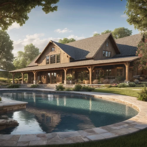 pool house,new england style house,luxury home,country estate,3d rendering,summer cottage,luxury property,house with lake,house by the water,log home,beautiful home,large home,house in the mountains,chalet,country house,holiday villa,outdoor pool,the cabin in the mountains,florida home,luxury real estate,Photography,General,Natural