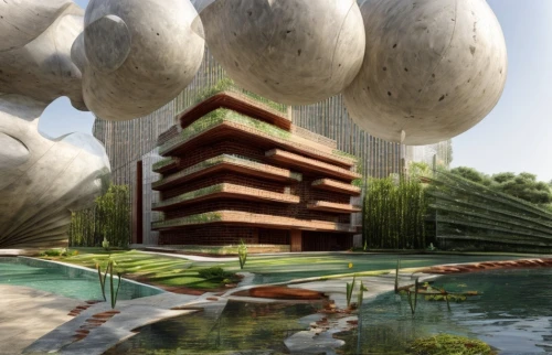 cube stilt houses,futuristic architecture,eco hotel,floating island,spheres,chinese architecture,solar cell base,futuristic landscape,artificial island,3d rendering,eco-construction,floating islands,archidaily,asian architecture,japanese architecture,arq,urban design,futuristic art museum,aqua studio,building honeycomb,Architecture,Villa Residence,Modern,Organic Modernism 2