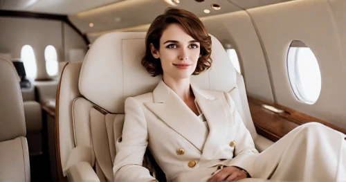 business jet,corporate jet,flight attendant,bussiness woman,business woman,stewardess,private plane,businesswoman,ceo,woman in menswear,emirates,business girl,bombardier challenger 600,business angel,white-collar worker,birce akalay,qantas,business women,charter,navy suit