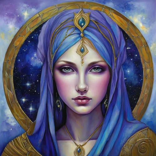 zodiac sign libra,priestess,horoscope libra,blue enchantress,sorceress,fantasy portrait,libra,fantasy art,zodiac sign gemini,the zodiac sign pisces,violet head elf,mystical portrait of a girl,the enchantress,star mother,virgo,athena,horoscope pisces,andromeda,fantasy woman,zodiac sign leo,Illustration,Realistic Fantasy,Realistic Fantasy 30