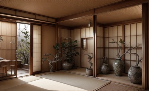 japanese-style room,ryokan,japanese architecture,bamboo plants,bamboo curtain,tea ceremony,japanese zen garden,ikebana,tatami,junshan yinzhen,japanese garden ornament,3d rendering,room divider,zen garden,japanese-style,asian architecture,kyoto,japanese shrine,gyokuro,japanese patterns