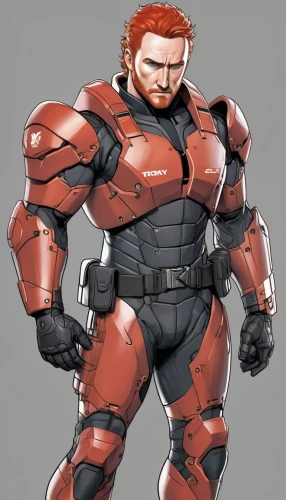 steel man,3d man,iron-man,cyborg,male character,iron man,red ginger,beef rydberg,muscle man,shepard,armored,edge muscle,ironman,michelangelo,red super hero,brute,mercenary,actionfigure,cutter man,suit actor,Illustration,Japanese style,Japanese Style 07