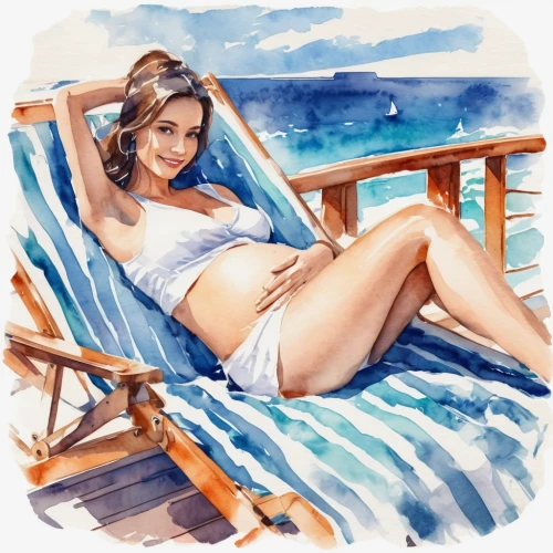 watercolor sketch,watercolor pin up,watercolor,watercolor painting,watercolor blue,watercolor women accessory,watercolor background,girl on the boat,water color,watercolor paint,world digital painting,sunlounger,water colors,beach chair,digital painting,watercolors,deckchair,photo painting,beach background,fashion illustration,Illustration,Paper based,Paper Based 25