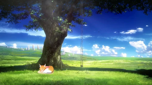 violet evergarden,idyll,euphonium,vlc,foxes,cattails,cat resting,garden-fox tail,background screen,desktop background,world end,felidae,atmosphere,landscape background,orange tree,cattail,scenery,dreamland,dream world,ritriver and the cat