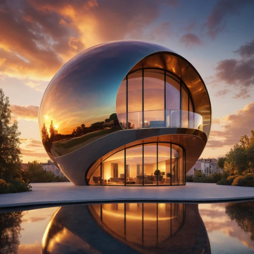 futuristic architecture,futuristic art museum,glass sphere,modern architecture,cubic house,mirror house,cube house,roof domes,futuristic landscape,musical dome,spheres,jewelry（architecture）,modern house,glass ball,convex,swiss ball,dunes house,luxury property,archidaily,3d rendering,Photography,General,Commercial