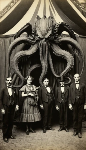 giant squid,sea monsters,cephalopods,cephalopod,octopus,calamari,kraken,vintage halloween,fun octopus,octopus tentacles,xix century,the victorian era,vaudeville,giant pacific octopus,cog,marine scientists,tentacles,invertebrates,circus tent,july 1888,Photography,Black and white photography,Black and White Photography 15