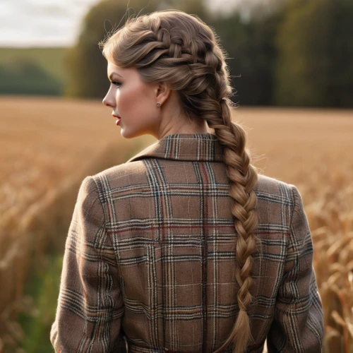 country dress,countrygirl,braid,french braid,katniss,woman of straw,autumn plaid pattern,vintage woman,cowboy plaid,strands of wheat,wheat ear,braids,farm girl,vintage fashion,country style,vintage girl,southern belle,braiding,updo,vintage women,Photography,General,Natural