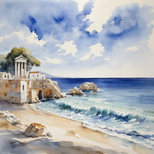 watercolor,watercolor painting,sea landscape,watercolor background,coastal landscape,watercolor cafe,watercolor blue,watercolour,beach landscape,seascape,landscape with sea,water color,watercolor paint,watercolors,watercolor sketch,water colors,watercolor shops,seascapes,laguna beach,italian painter,Art,Classical Oil Painting,Classical Oil Painting 02