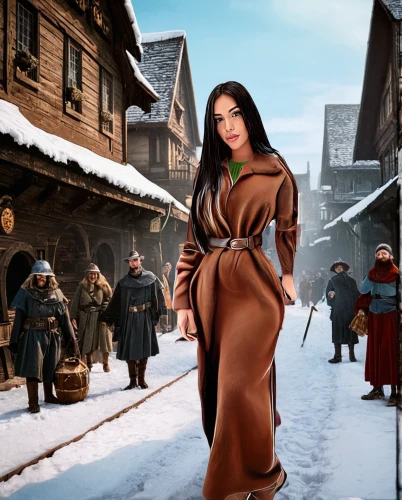 suit of the snow maiden,fantasy picture,the snow queen,korean village snow,mulan,winter background,mountain vesper,medieval street,winter village,winter dress,rosa khutor,pocahontas,fantasy art,quarterstaff,girl in a historic way,long coat,winter sale,christmas woman,biblical narrative characters,winter sales