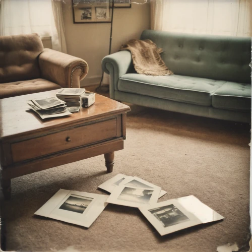 the living room of a photographer,photo frames,picture frames,settee,sofa tables,film frames,blank photo frames,interior decor,vintage theme,mid century,furniture,photograph album,sitting room,living room,home interior,chaise lounge,livingroom,art deco frame,sofa set,soft furniture,Photography,Documentary Photography,Documentary Photography 03