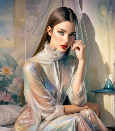 audrey hepburn,fantasy portrait,romantic portrait,ao dai,cinderella,elegant,girl in cloth,girl in a long dress,hepburn,fashion illustration,romantic look,mystical portrait of a girl,oriental princess,magnolia,audrey hepburn-hollywood,elegance,art deco woman,jasmine blossom,jasmine blue,han thom