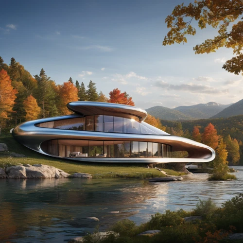 futuristic architecture,floating island,futuristic landscape,futuristic art museum,dunes house,modern architecture,luxury property,house in the mountains,house by the water,archidaily,house in mountains,modern house,eco hotel,house with lake,luxury real estate,beautiful home,arhitecture,houseboat,eco-construction,3d rendering,Photography,General,Natural