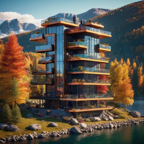 residential tower,eco hotel,apartment building,cube stilt houses,house by the water,tree house hotel,floating island,apartment block,sky apartment,house with lake,condominium,apartment complex,luxury hotel,modern architecture,eco-construction,3d rendering,luxury property,futuristic architecture,hotel complex,floating huts,Photography,General,Sci-Fi