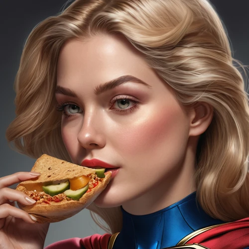 captain marvel,diet icon,sandwiches,digital painting,sandwich,a sandwich,food icons,blt,world digital painting,deli,submarine sandwich,cg artwork,girl with bread-and-butter,super woman,super food,super heroine,original chicken sandwich,retouching,appetite,wonder,Photography,General,Natural