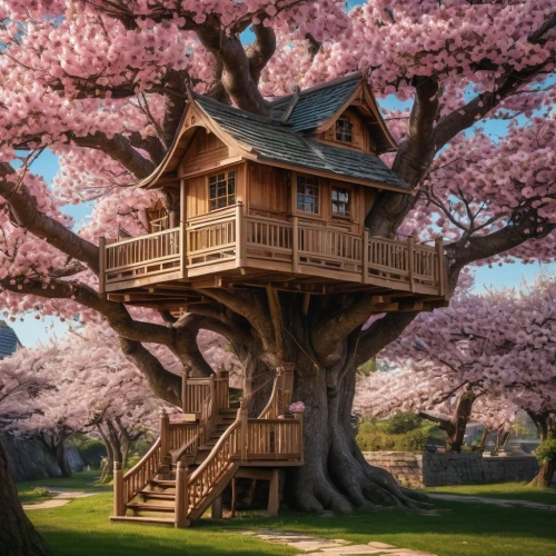 tree house,tree house hotel,treehouse,sakura tree,cherry blossom tree,wooden house,fairy house,blossom tree,the japanese tree,wooden birdhouse,little house,bird house,miniature house,house in the forest,beautiful home,japanese architecture,cherry tree,small house,flower tree,sakura trees,Photography,General,Natural